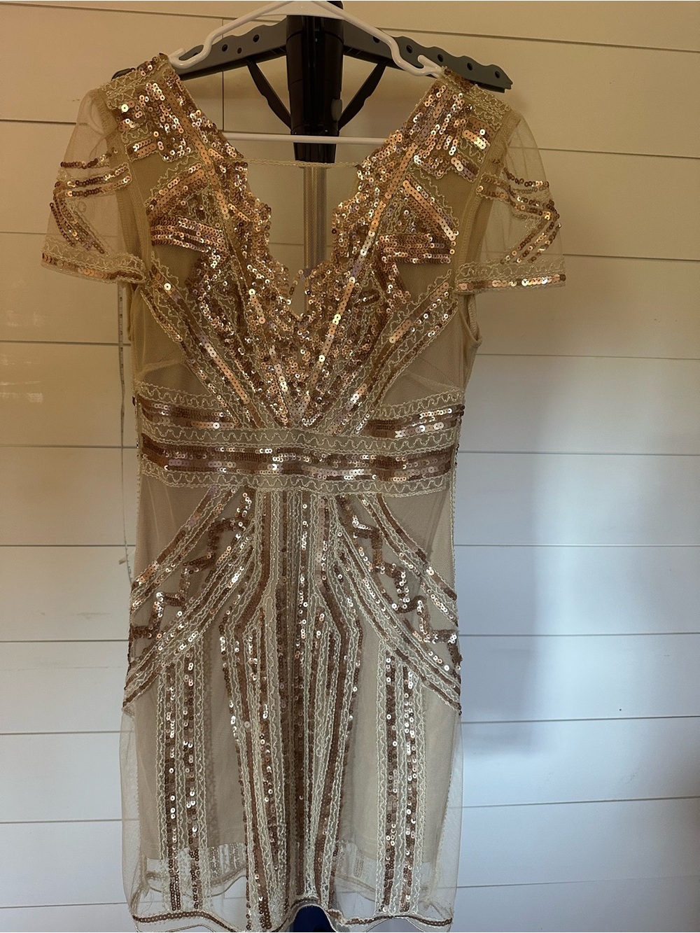 #72 Gold Sequin V-Neck Women’s Dress